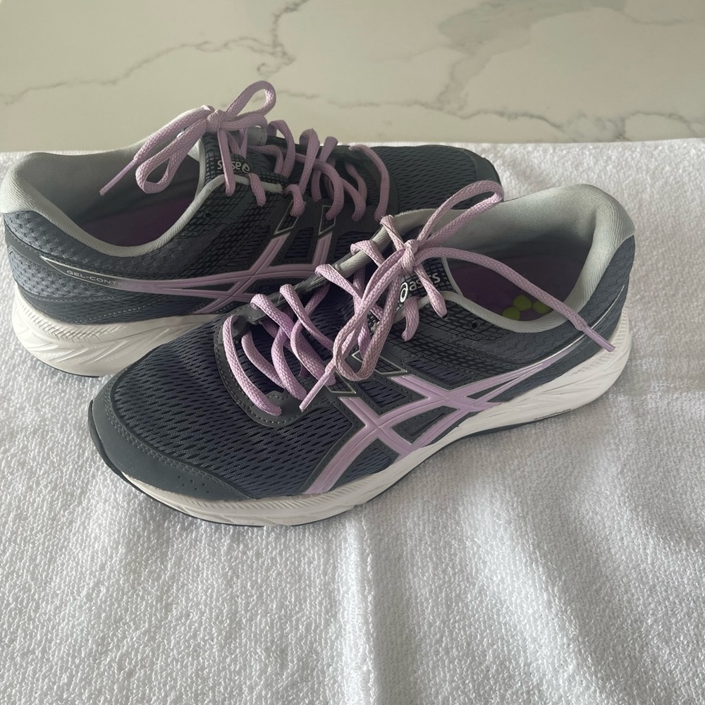 Asics Gel Contend 6 Gray and Lavender purple athletic shoes